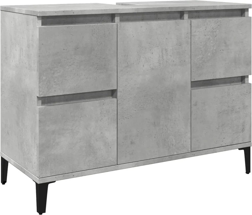 vidaXL Dulap de chiuvetă, gri beton, 80x33x60 cm, lemn prelucrat