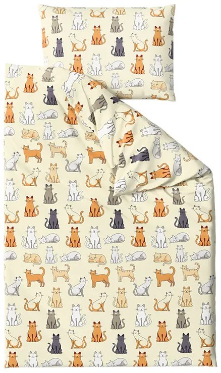 Lenjerie de pat din bumbac COLORED CATS BLEND crem Dimensiune lenjerie de pat: 2 buc 70 x 90 cm | 200 x 220 cm