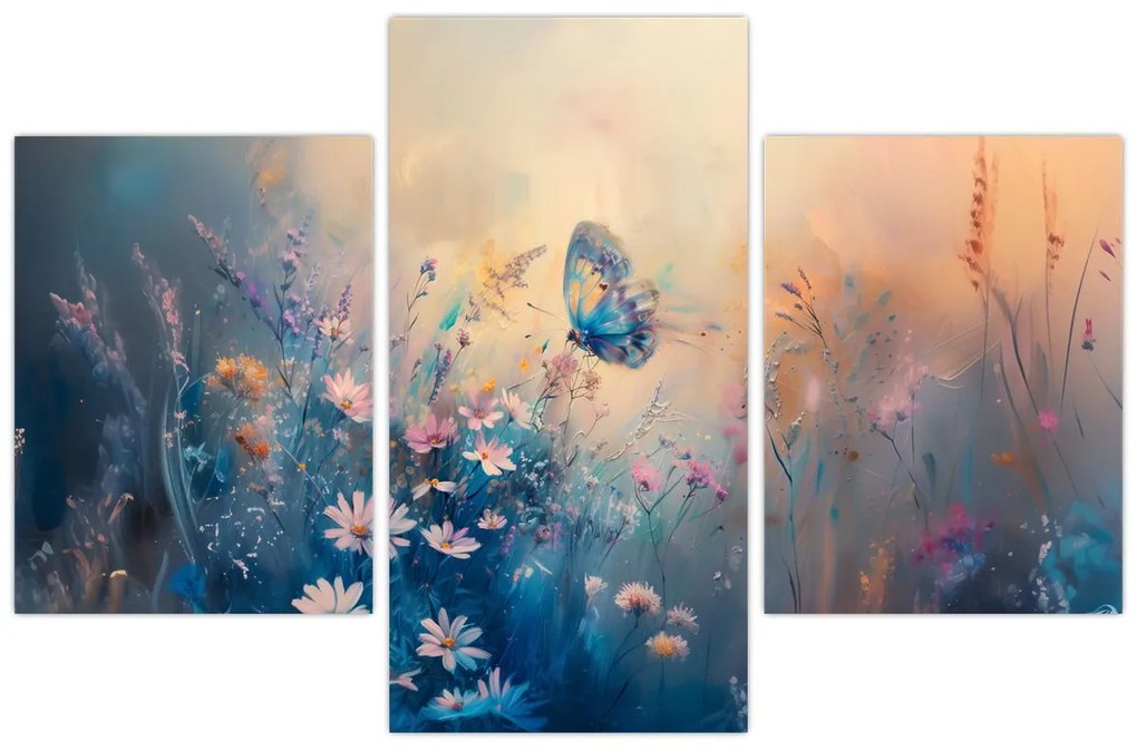 Tablou - Pajiște cu Fluture (90x60 cm)