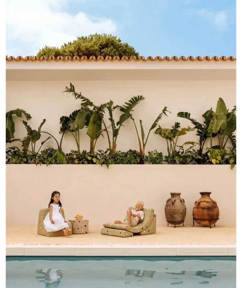 Fotoliu de copii verde cu tapițerie din țesătură bouclé/cu tapițerie din chenille Terrazzo Cloud – Wigiwama