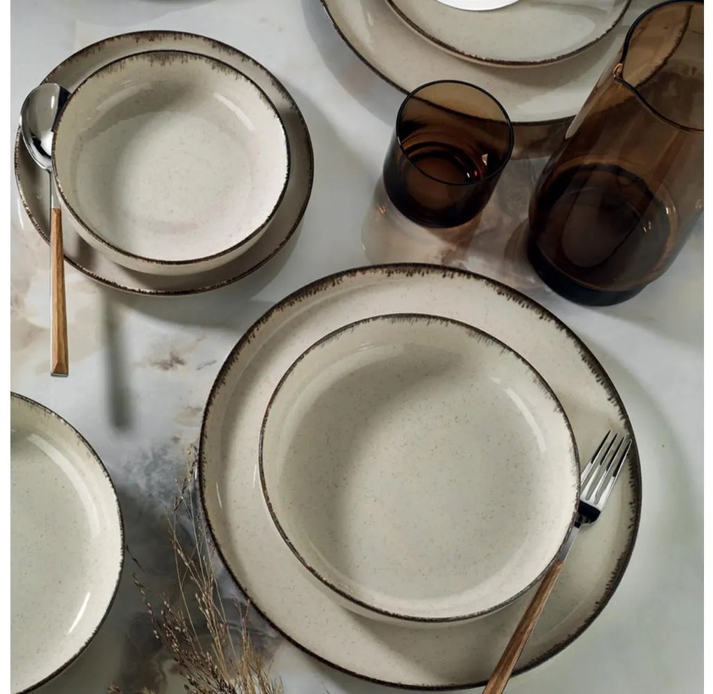 Set de veselă 24 piese, bej, din porțelan