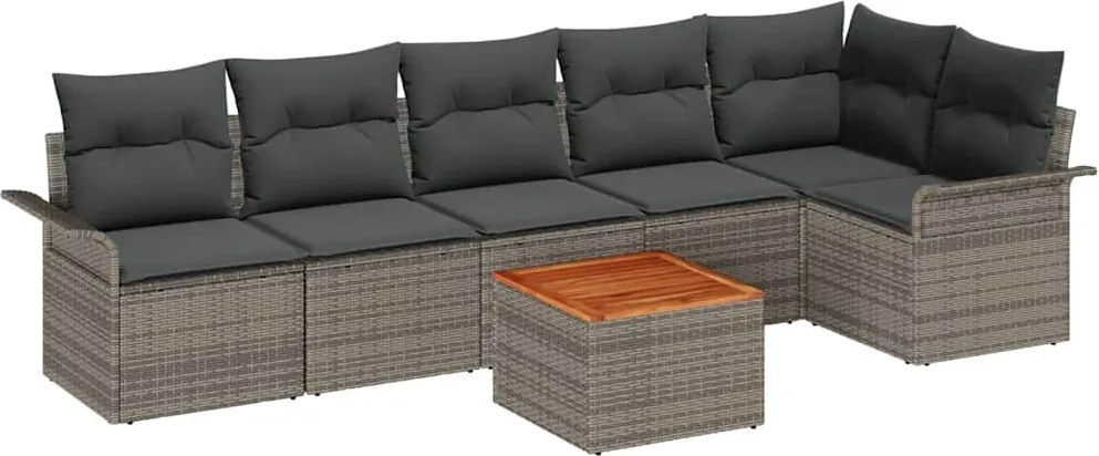 vidaXL Set de canapele pentru grădină 7 pcs Gri poliratan