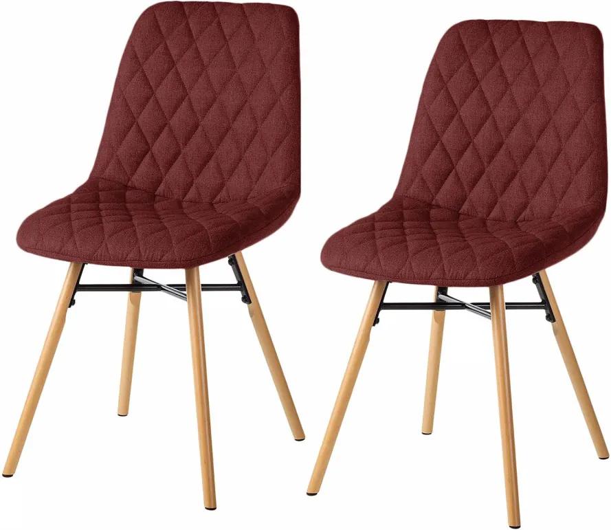 Set de 2 scaune tapitate Farelas, rosu inchis