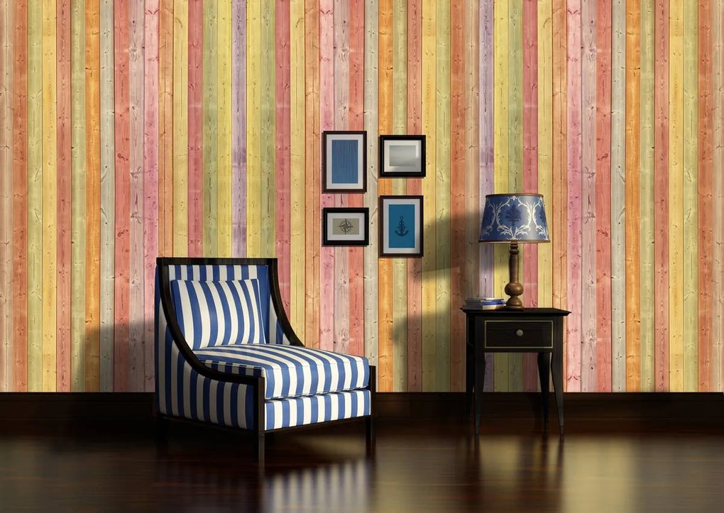 Fototapet - Textura - Scăndura colorată (152,5x104 cm)