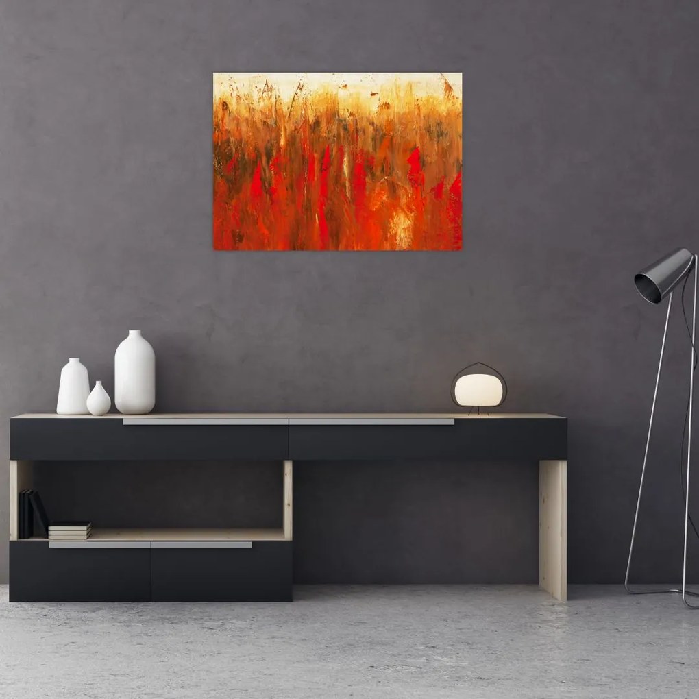 Tablou pe sticlă cu abstracție pictată (70x50 cm)