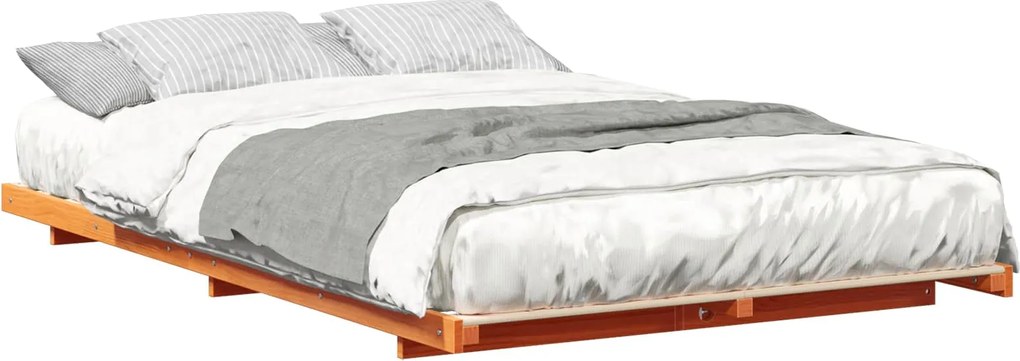 vidaXL Cadru de pat de podea Maro ceruit 135 x 190 cm