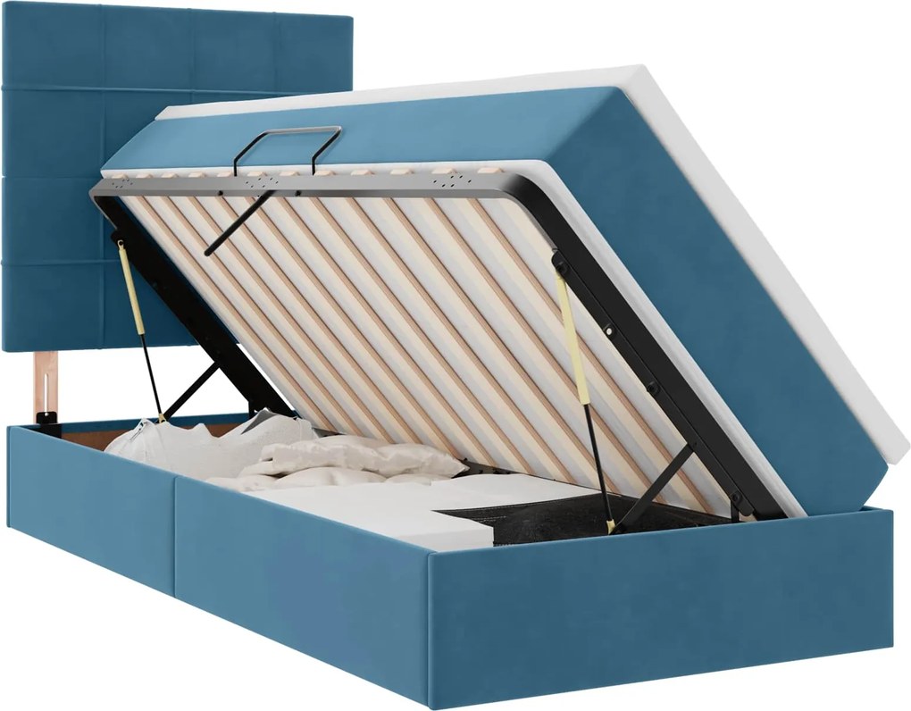 vidaXL Pat cu saltea și spațiu de depozitare 100 x 200 cm Catifea