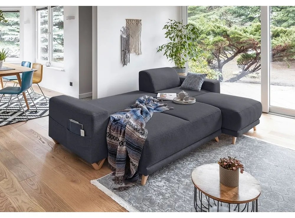 Colțar gri antracit extensibil/cu spațiu de depozitare Classy Sophie – Miuform