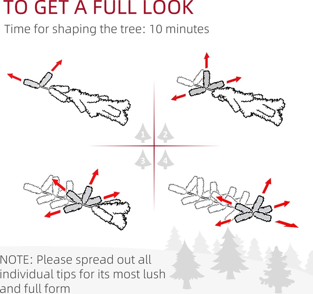 HOMCOM Brad de Crăciun Înzăpezit cu 263 de Crengi și Lumini LED Albe, Brad Artificial din Plastic, Ø45x150 cm, Verde | Aosom Romania