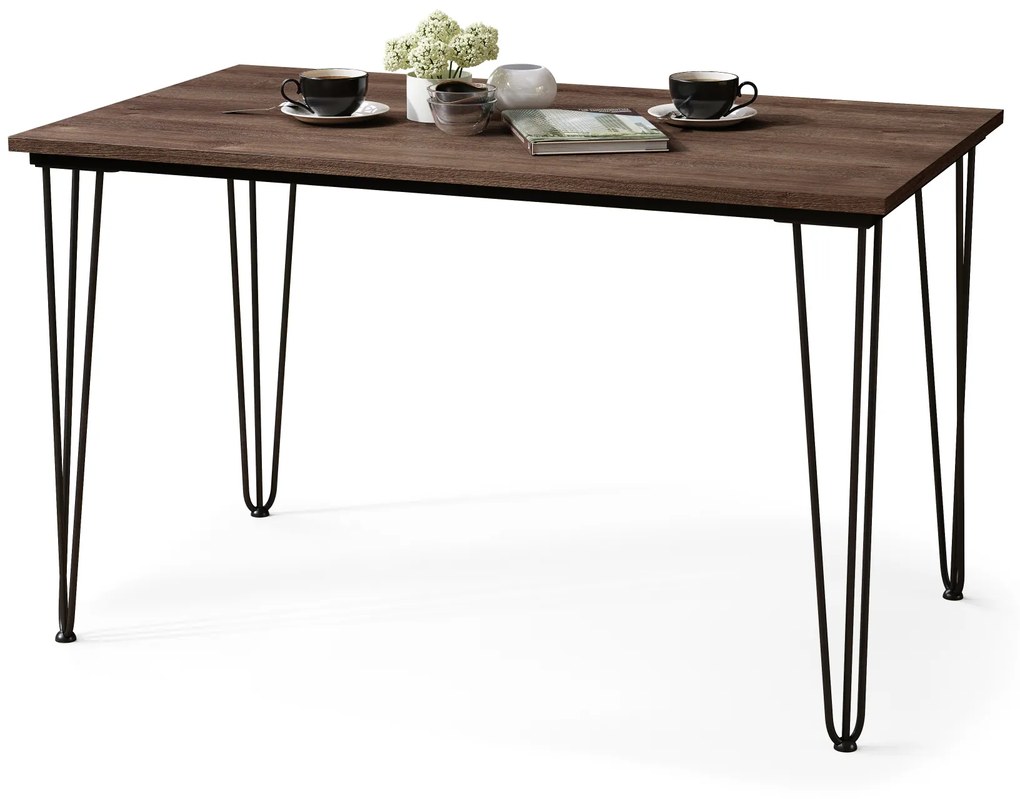 Mazzoni HAIRPIN S-120 Stejar Maro - MASĂ LOFT PENTRU BUCĂTĂRIA SUFRAGERIE LIVING
