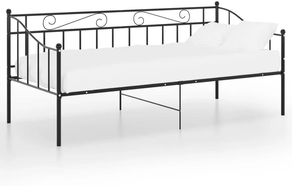 324773 vidaXL Cadru de pat canapea, negru, 90x200 cm, metal