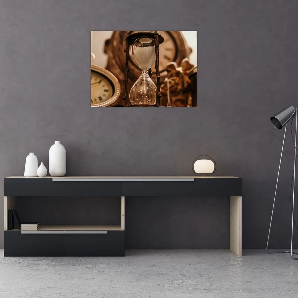 Tablou pe sticlă cu clepsidră (70x50 cm)