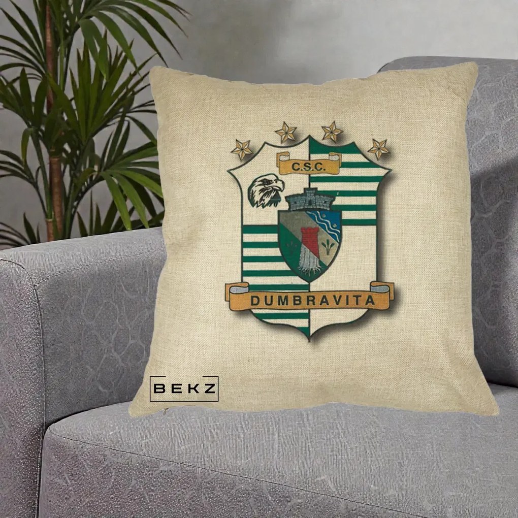 Perna Personalizata CSC Dumbravita Fotbal, 40x40 cm, Crem, Husa Detasabila, Perna Inclusa, BEKZ®