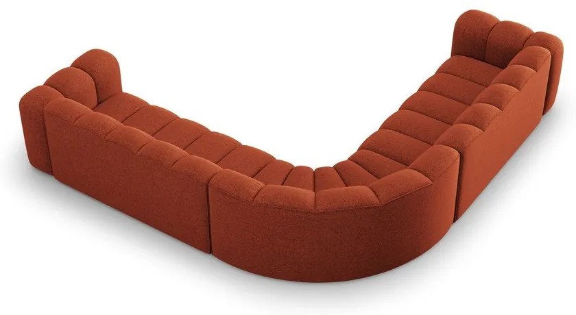 Colțar modular cărămiziu cu tapițerie din chenille Lupine – Micadoni