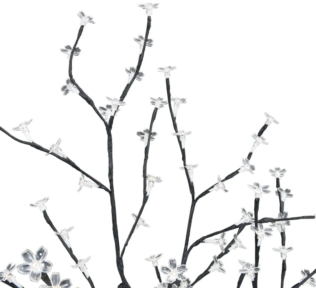 Pom Craciun, 128 LED-uri alb rece, flori de cires, 120 cm 1, Alb rece, 120 cm