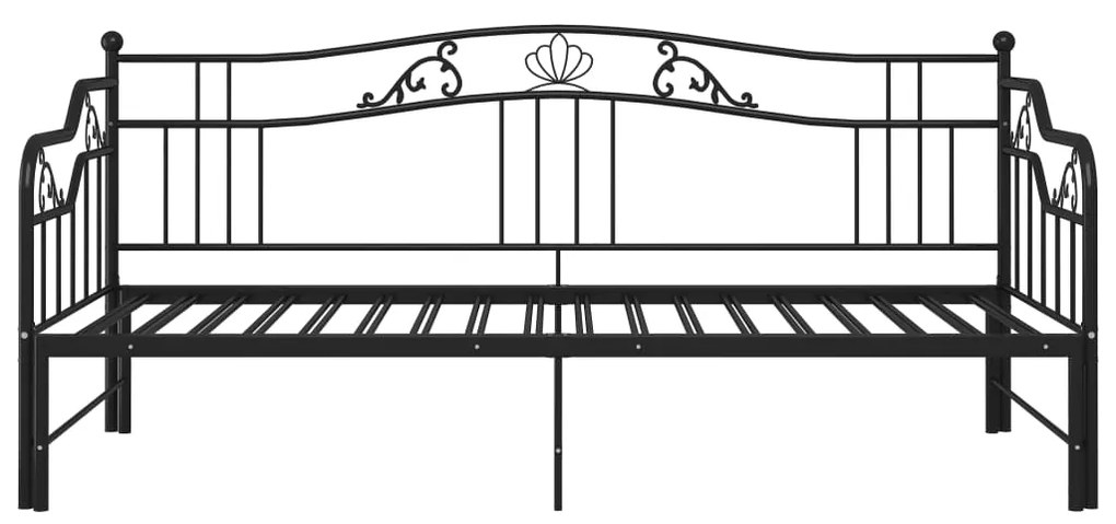 Cadru pat canapea extensibila, negru, 90x200 cm, metal Negru