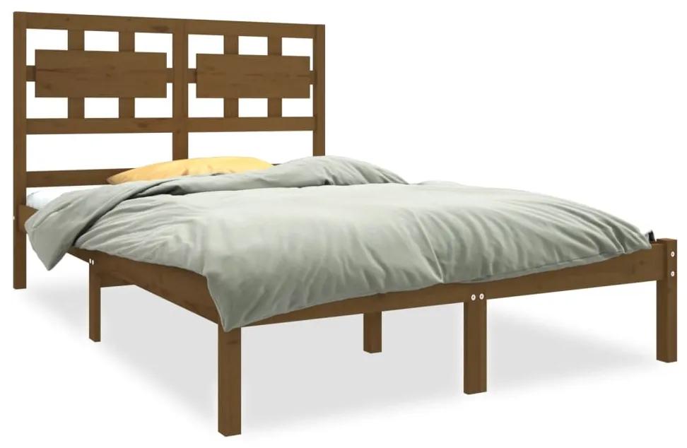 3105638 vidaXL Cadru de pat mic dublu, maro miere, 120x190 cm, lemn masiv