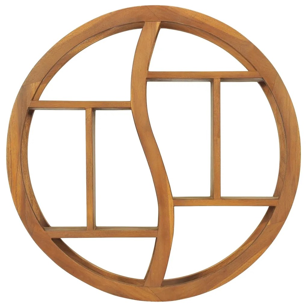 320770 vidaXL Raft de perete Yin Yang, 60x15x60 cm, lemn masiv de tec