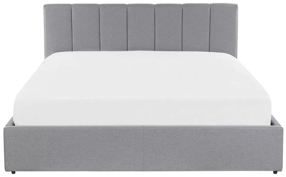 Pat matrimonial 160 cm DARGAN (gri) (textil) (cu somieră și sp. depozitare). 1026652