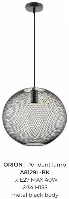 Lustra suspendata metalica design decorativ ORION negru 34cm