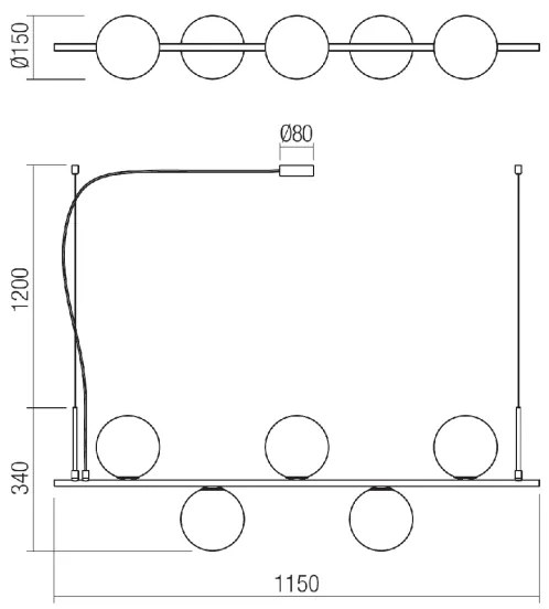 Redo 01-1635 - Lustră pe cablu TALIS 5xE14/28W/230V