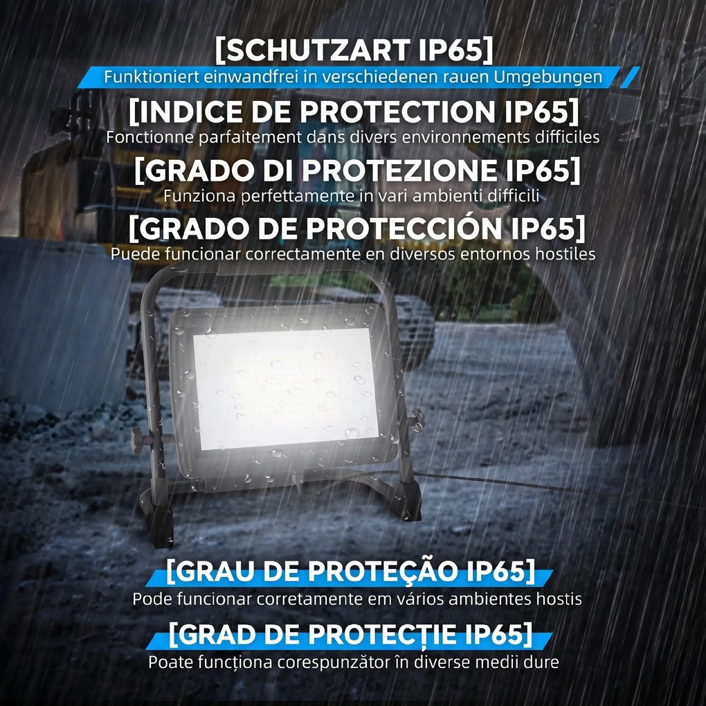 HOMCOM Lampă de Lucru LED, Portabilă și Rezistentă la Intemperii, 35x20x32 cm, Negru | Aosom Romania