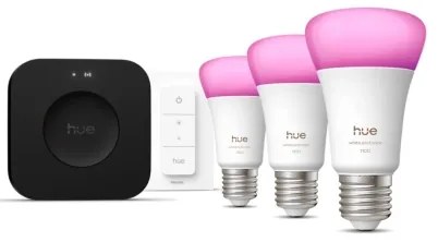 Set de bază Philips Hue WACA, 3 x bec E27, 8,1 W, 1000–20000 K + dispozitiv de conectare