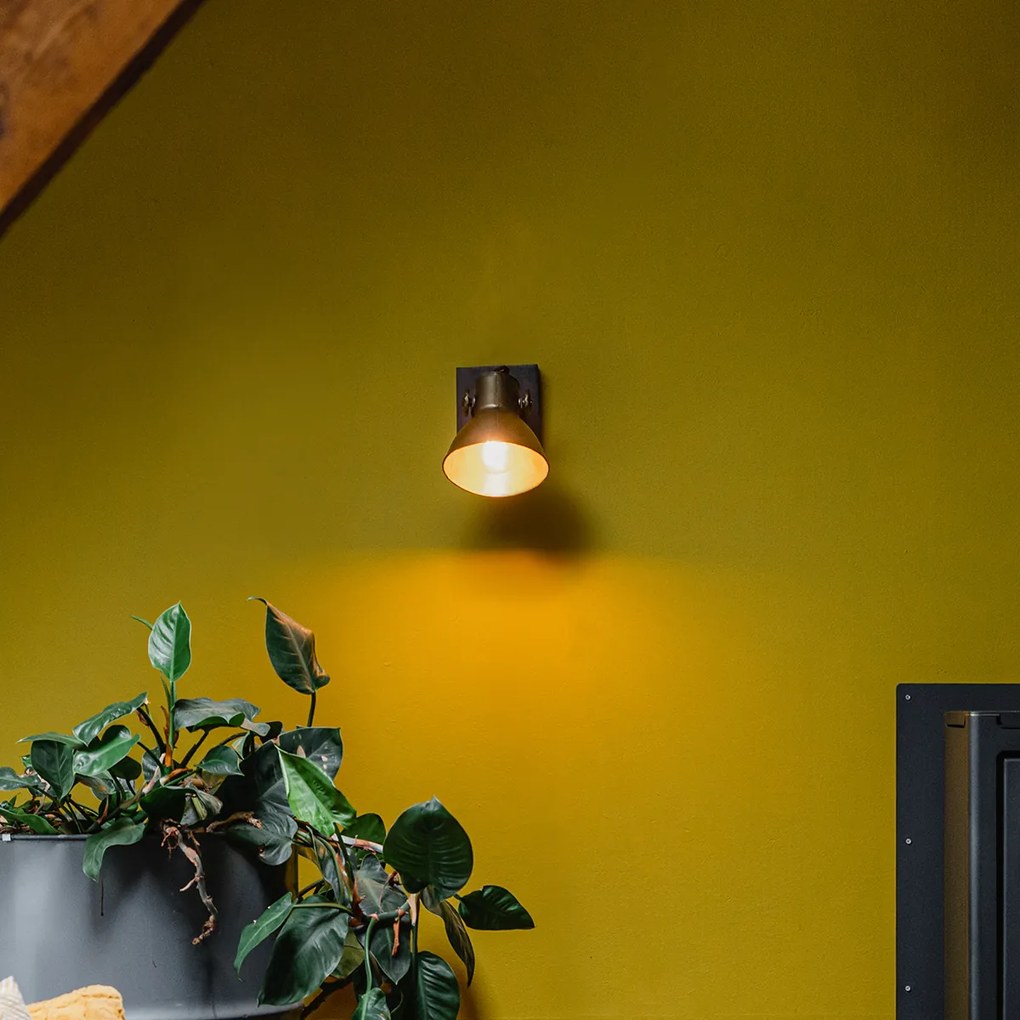 Spotlight industrial de plafon din bronz cu lemn 18 cm - Mangoes