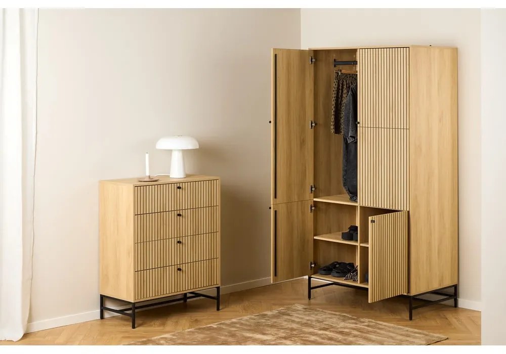 Șifonier în culoare naturală cu aspect de lemn de stejar 99x200x60 cm Albany – Actona