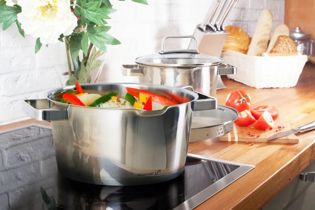 Set de vase G21 Gourmet Magic cu sita,oțel inoxidabil-9piese