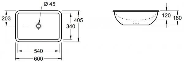 Lavoar sub blat, Villeroy&amp;Boch Loop &amp; Friends, 54x34cm, Alb Alpin CeramicPlus, 616300R1