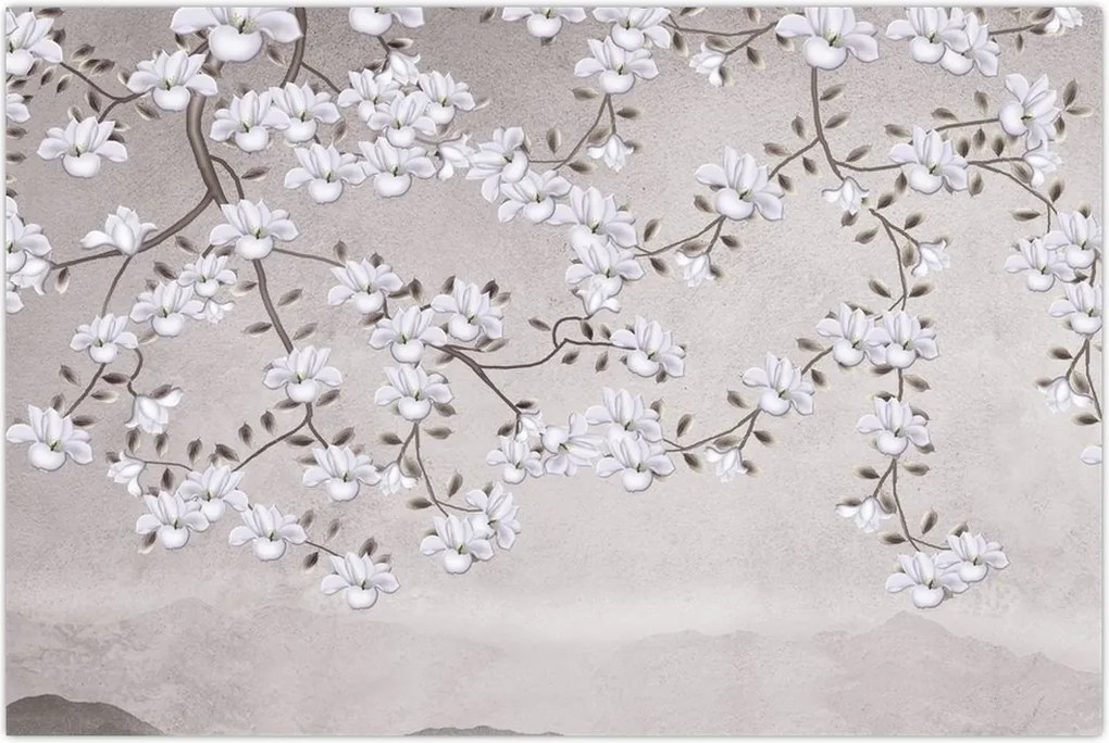 Tablou - Flori într-un peisaj gri (90x60 cm)