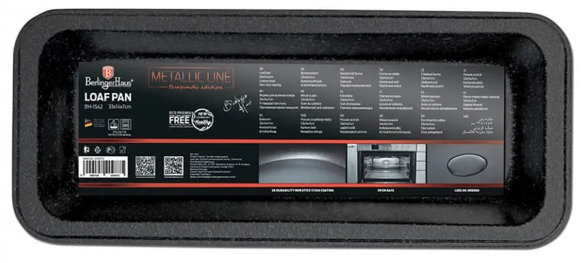 Tava pentru cuptor dreptunghiulara 33x14 cm Burgundy Metallic Line Berlinger Haus BH 1542