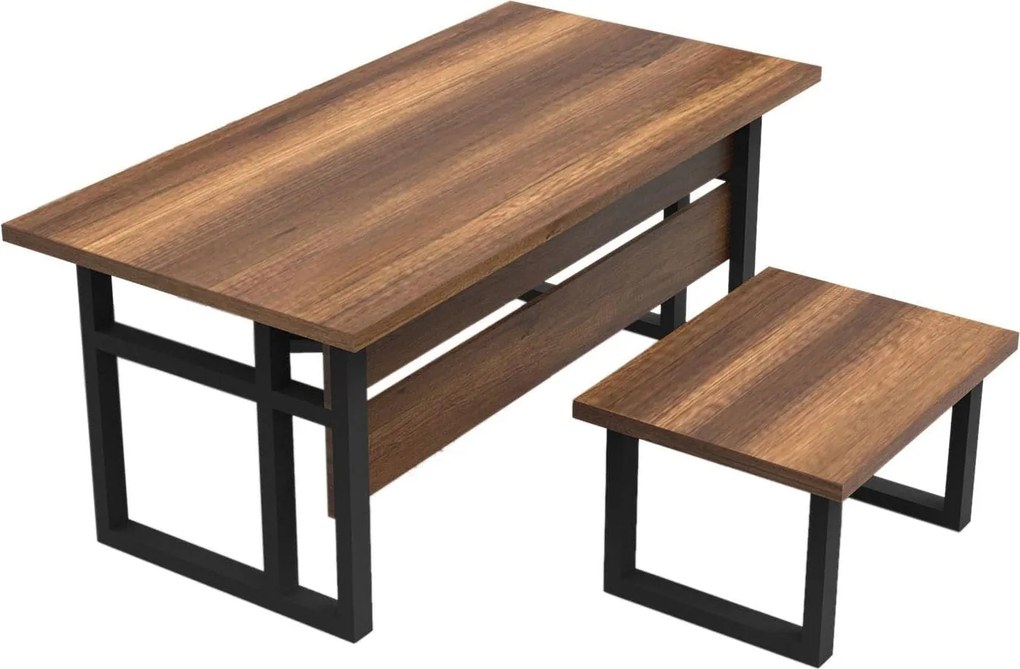 Set birou MN07-BA, nuc/negru, PAL melaminat/metal