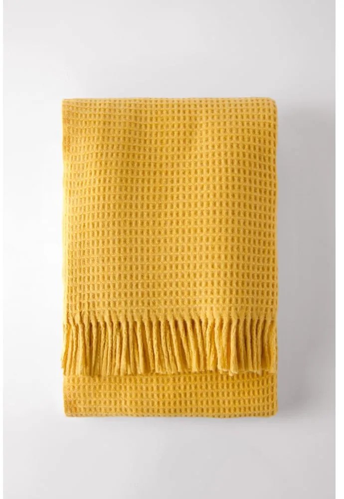 Pled Euromat Waffel Yellow, 140 x 180 cm, galben