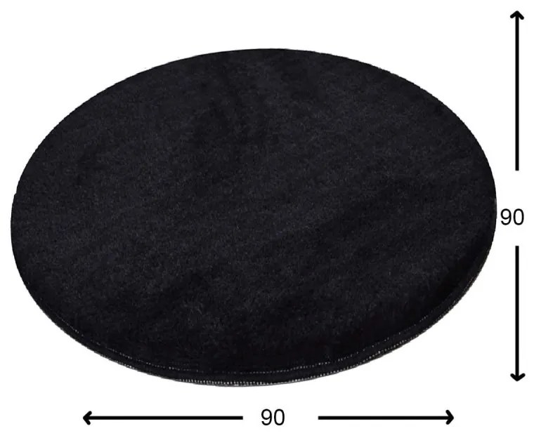 Covor Chilai Home 882CHL1042, diametru 90 cm, fire acrilice antibacteriene, negru