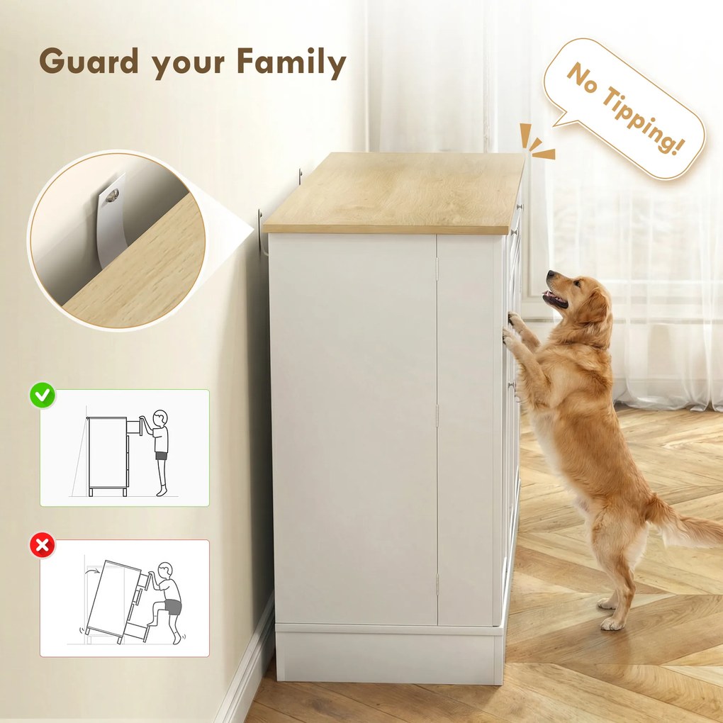 HOMCOM Bufet de bucătărie, mobilier de depozitare cu 3 uși, sertar, rafturi pe ușă și raft reglabil, 105x40x83cm, alb | Aosom Romania