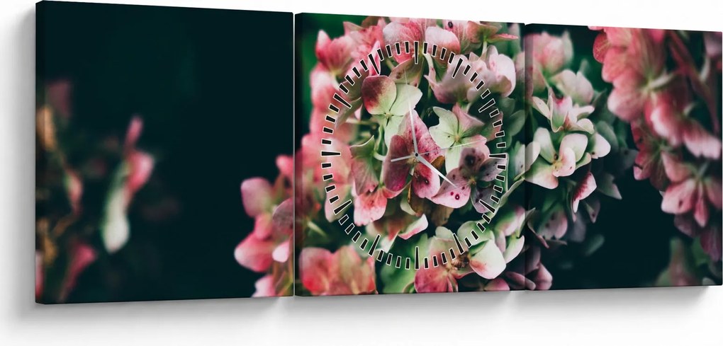 Tablou - Hortensie (cu ceas) (90x30 cm)