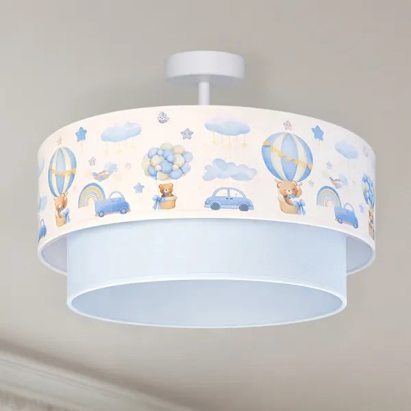 Brilagi-LED Lustră aplicată pentru copii BOBO, 1xE27/60W/230V, Ø 40 cm, crem/albastru, cu ursuleț