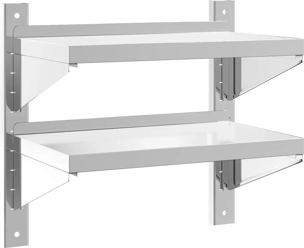 vidaXL Raft de perete 2 niveluri 50x30x48 cm argintiu oțel inoxidabil