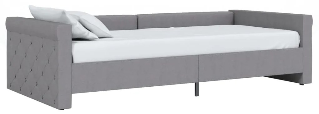 Pat de zi cu saltea si USB, gri deschis, 90x200 cm, textil Gri deschis