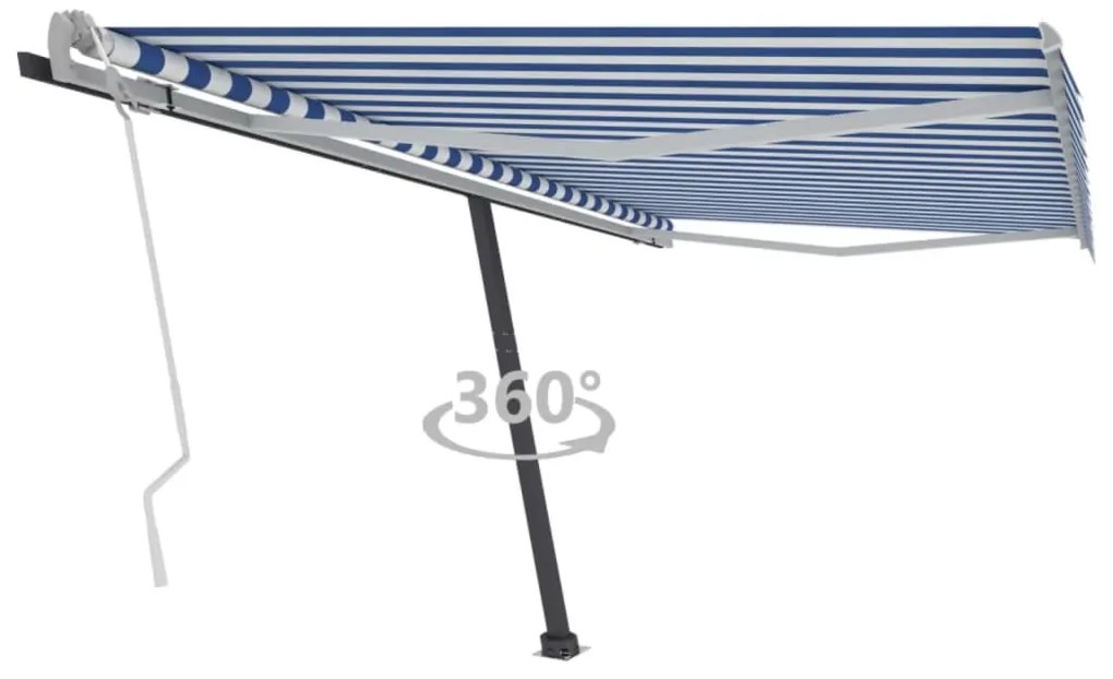 vidaXL Copertină autonomă retractabilă manual albastru/alb 400x300 cm