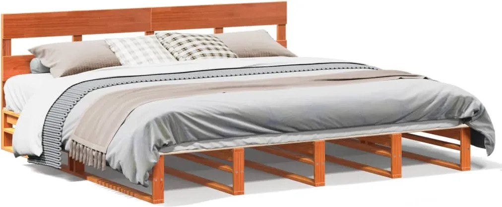 vidaXL Cadru de pat fără saltea, maro ceruit 200x200 cm lemn masiv pin