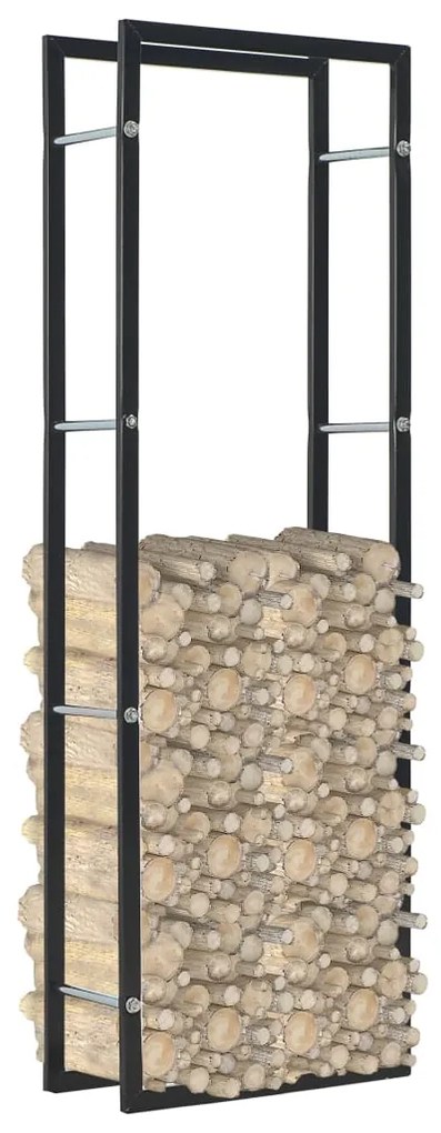 284699 vidaXL Rastel pentru lemne de foc, negru, 50x20x150 cm, oțel