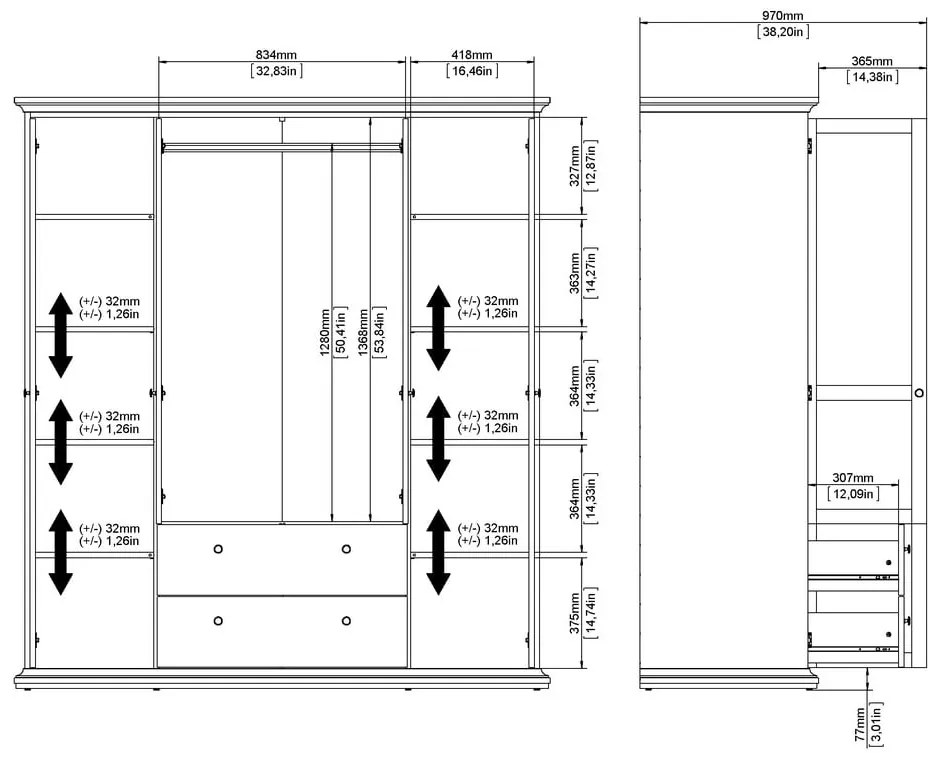 Șifonier gri 181x201 cm Paris – Tvilum