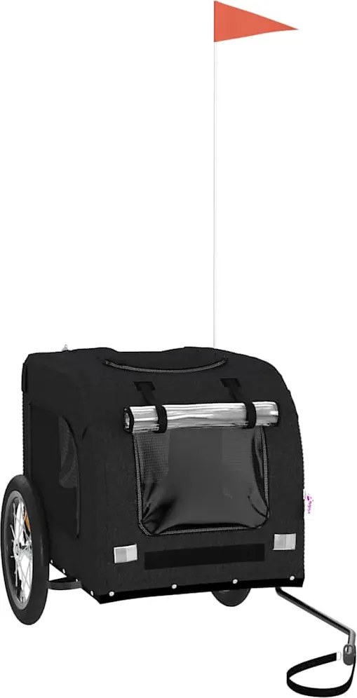 vidaXL Remorcă bicicletă animale companie, negru, textil oxford/fier