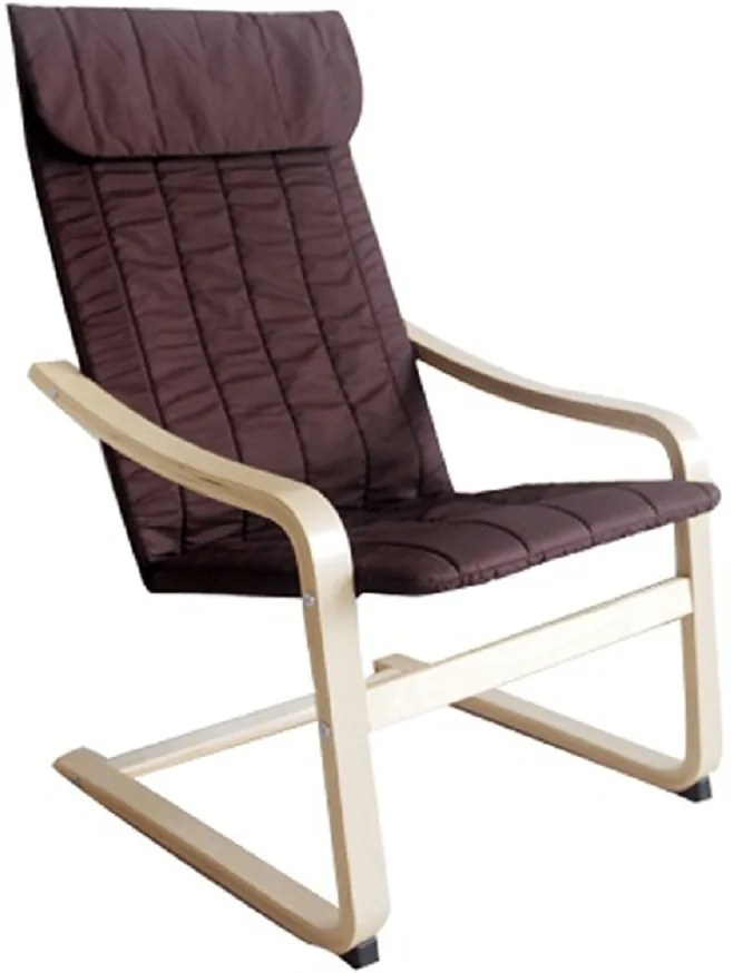 Fotoliu relaxant, lemn de mesteacăn/material maro, TORSTEN