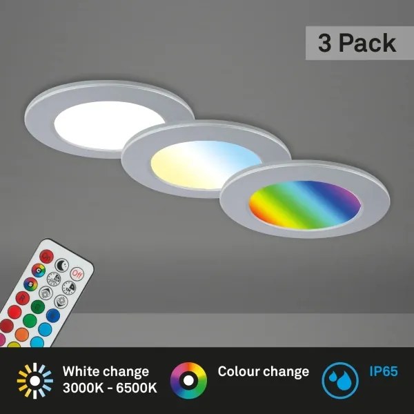 SET 3x plafonieră LED RGBW dimabilă pentru baie LED/4,8W/230V IP65 Briloner