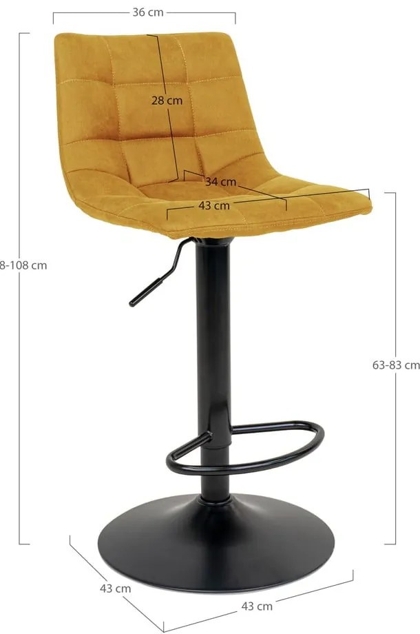 Scaune de bar galbene 2 buc. 88 cm Middelfart – House Nordic