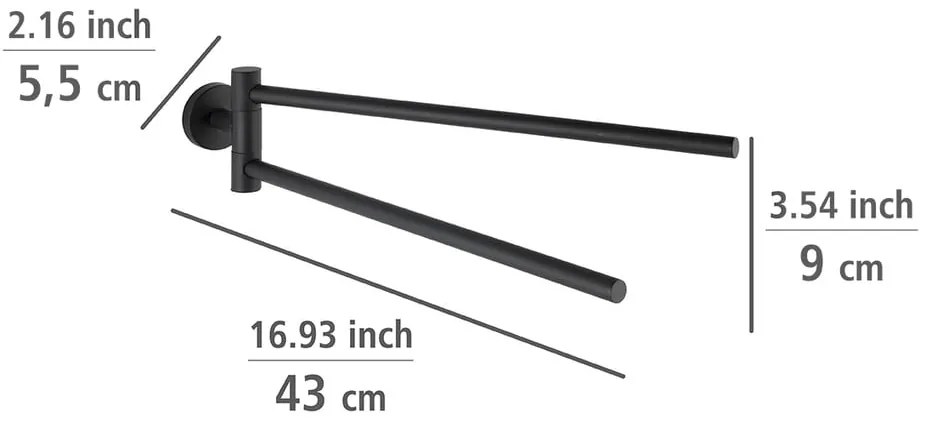 Suport pentru prosoape negru mat autoadeziv din oțel inoxidabil Bosio – Wenko